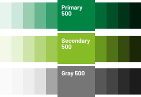 Three different color palettes with shades