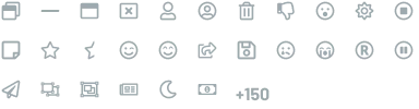 List of different icons used in the project